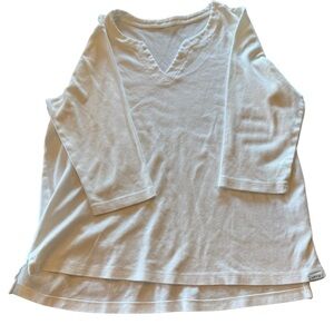 Orvis White V-Neck Long Sleeve Top L